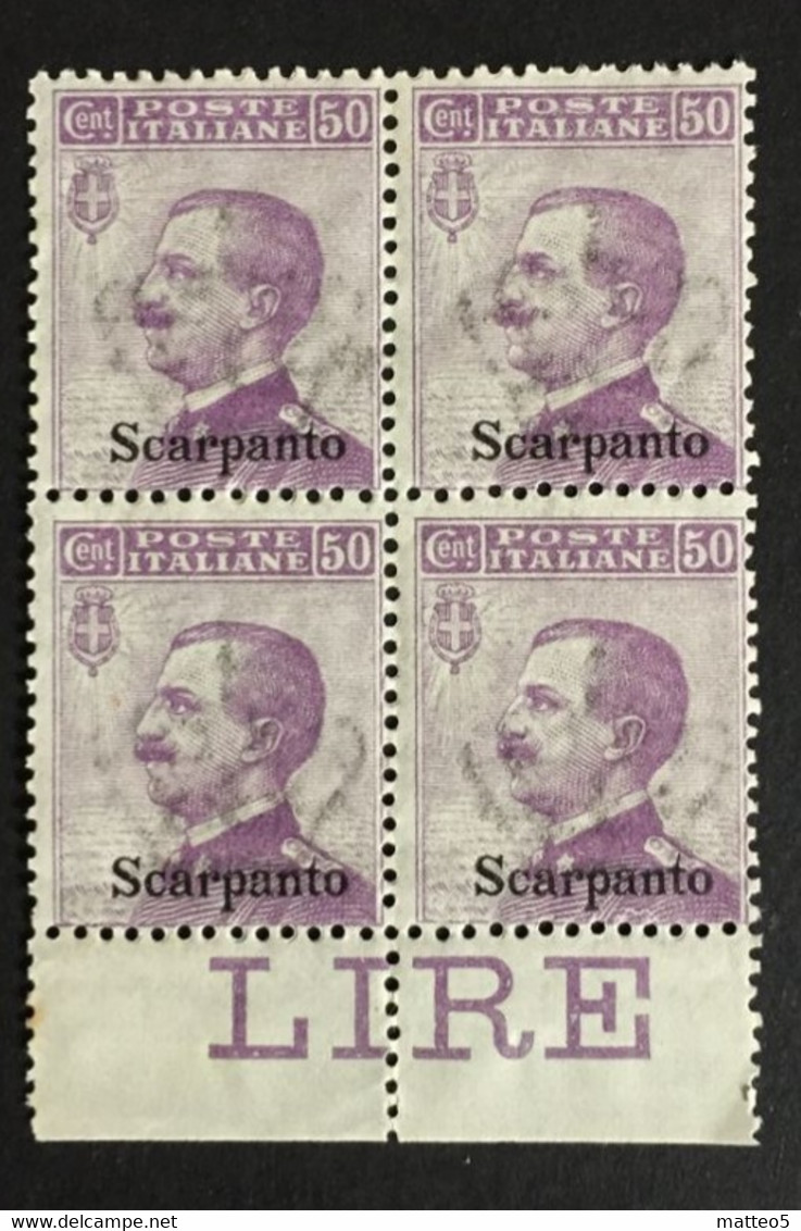 1912 - Italia Regno - Isole Dell' Egeo - Scarpanto 50 Cent - Quartina  - Nuovi - Ägäis (Scarpanto)