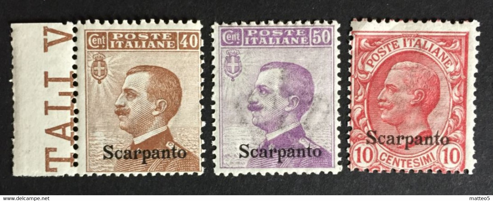 1912 - Italia Regno - Isole Dell' Egeo - Scarpanto  3 Valori  - Nuovi - Egeo (Scarpanto)