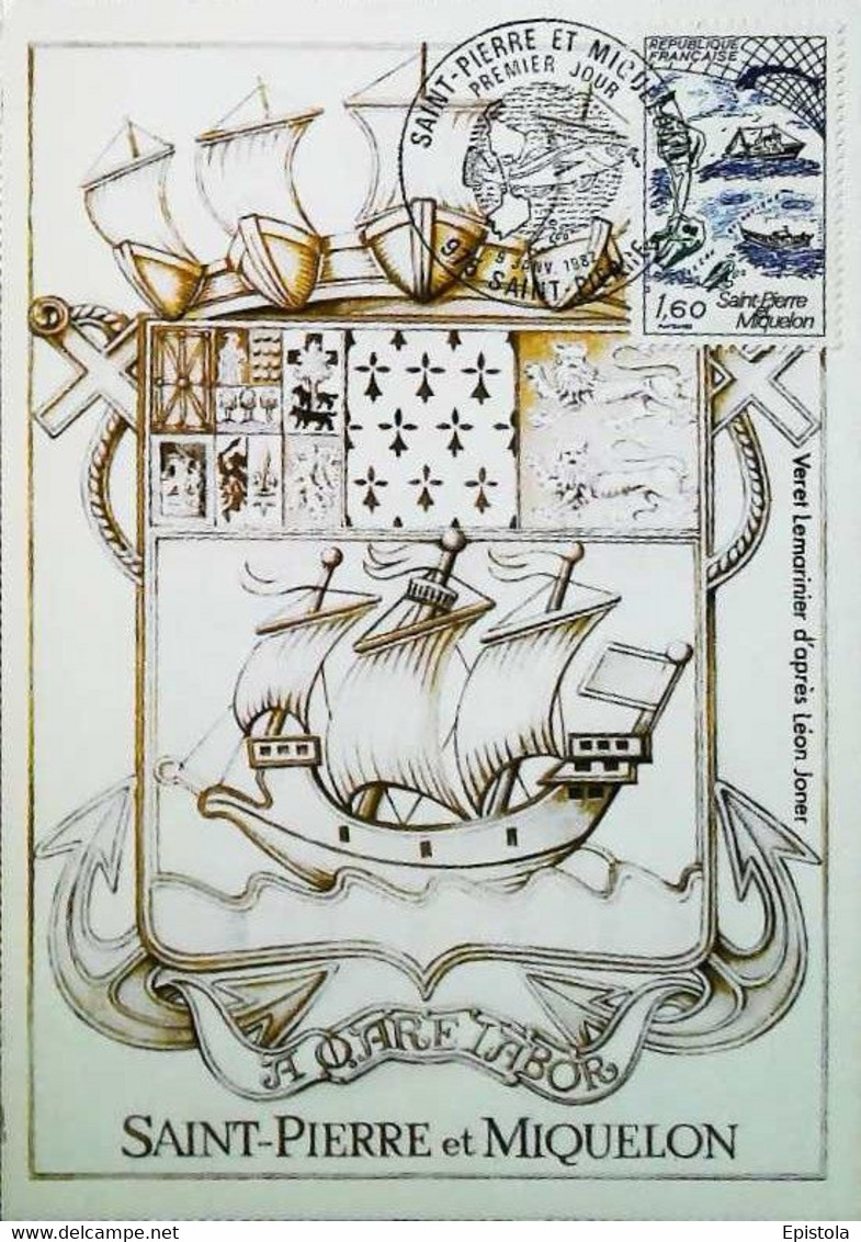 ► 975 Saint Pierre Et Miquelon / FDC Carte Maximum Premier Jour / ARMOIRIES Coat Of Arms Saint Pierre 1982 Sur N° 2193 - Tarjetas – Máxima