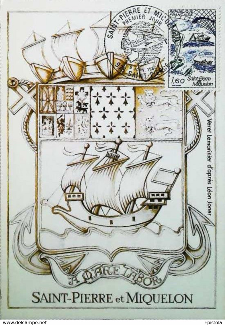 ► 975 Saint Pierre Et Miquelon / FDC Carte Maximum Premier Jour / ARMOIRIES Coat Of Arms Saint Pierre 1982 Sur N° 2193 - Cartes-maximum