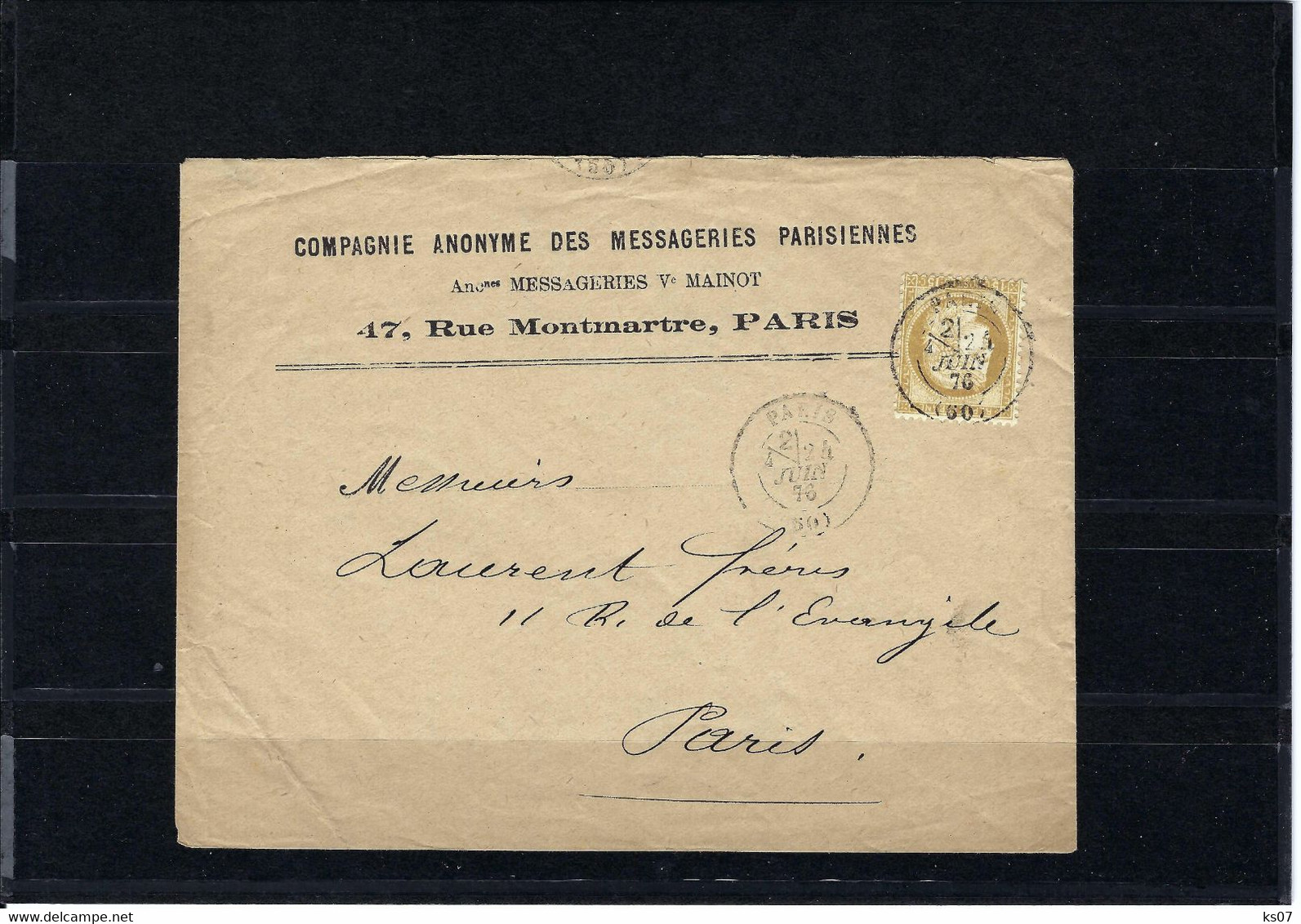 Frankreich Yvert No.55 Auf Ortsbrief Paris 1876 - 1871-1875 Ceres