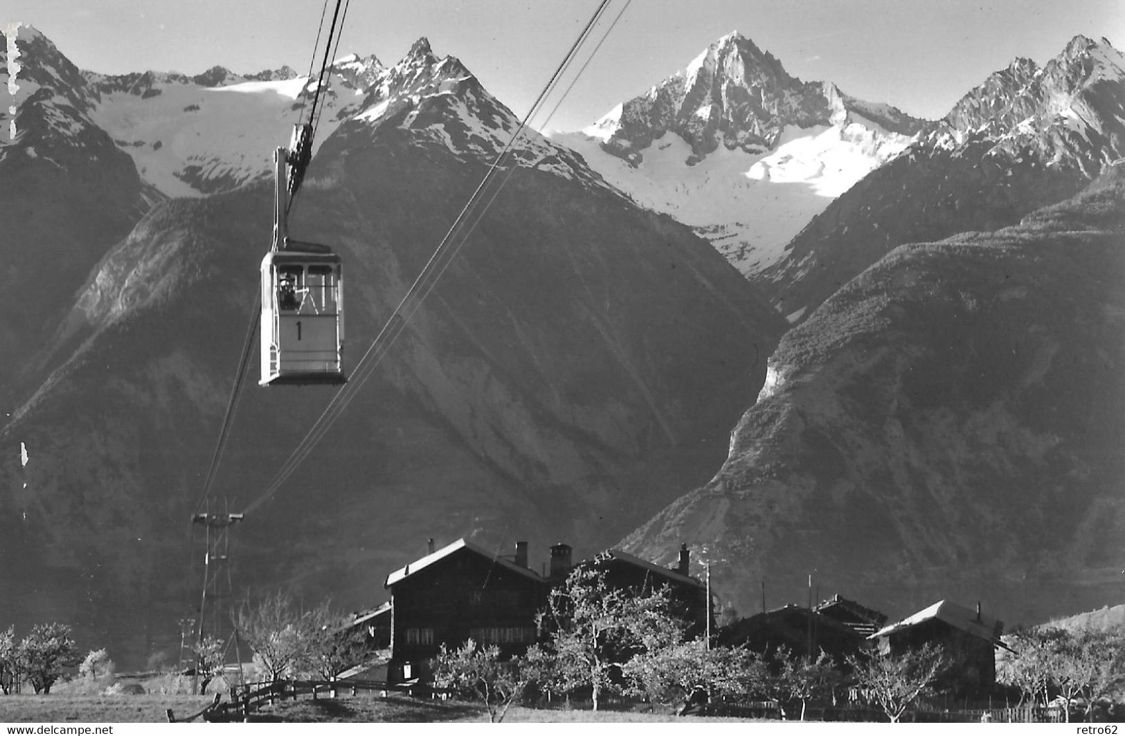 RARON → UNTERBÄCH → Alte Luftseilbahn, Fotokarte Ca.1960 - Unterbäch