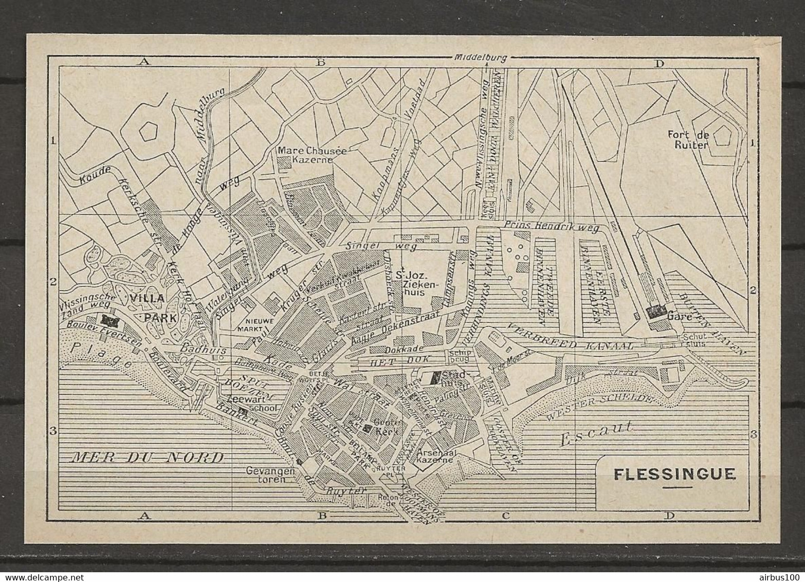 CARTE PLAN 1953 - PAYS BAS - NEDERLANDS - FLESSINGUE - VILLA PARK - KASERNE - Cartes Topographiques