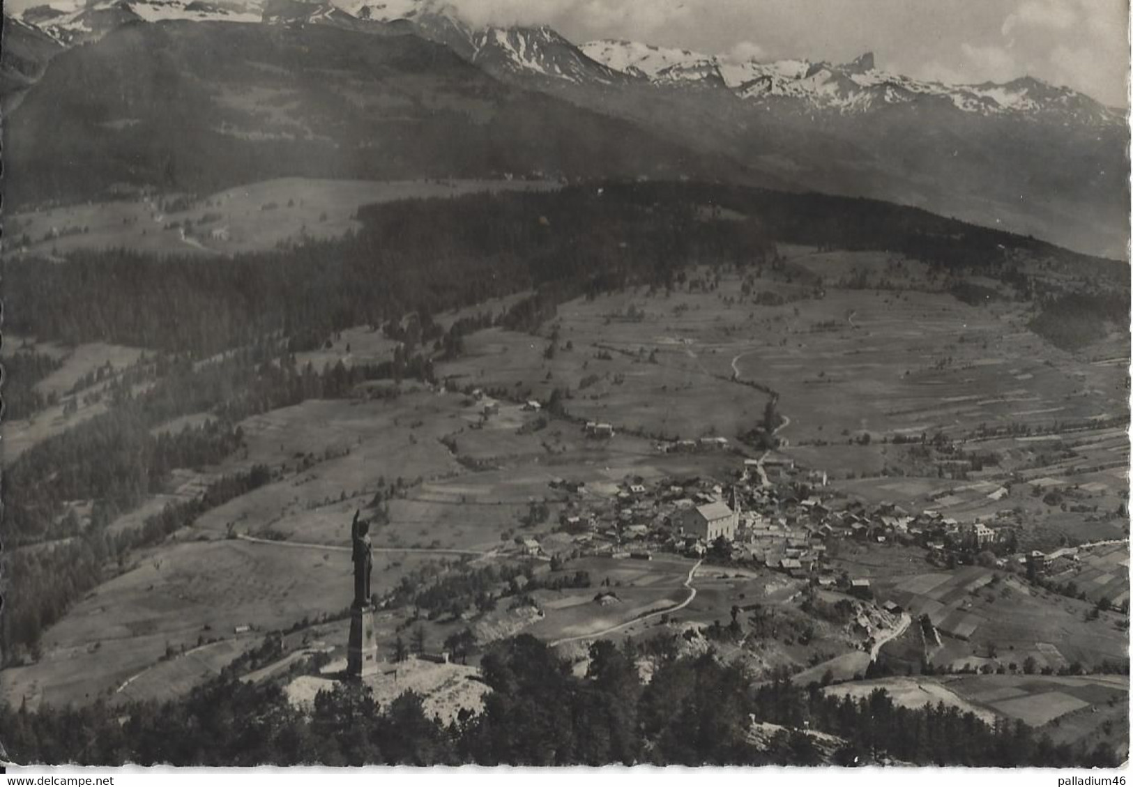 VALAIS LENS ET LE CHRIST VUE AERIENNE  - Otto Wyrsch Bern  No 4289 - Voyagé Le 12.07.1954 - Lens