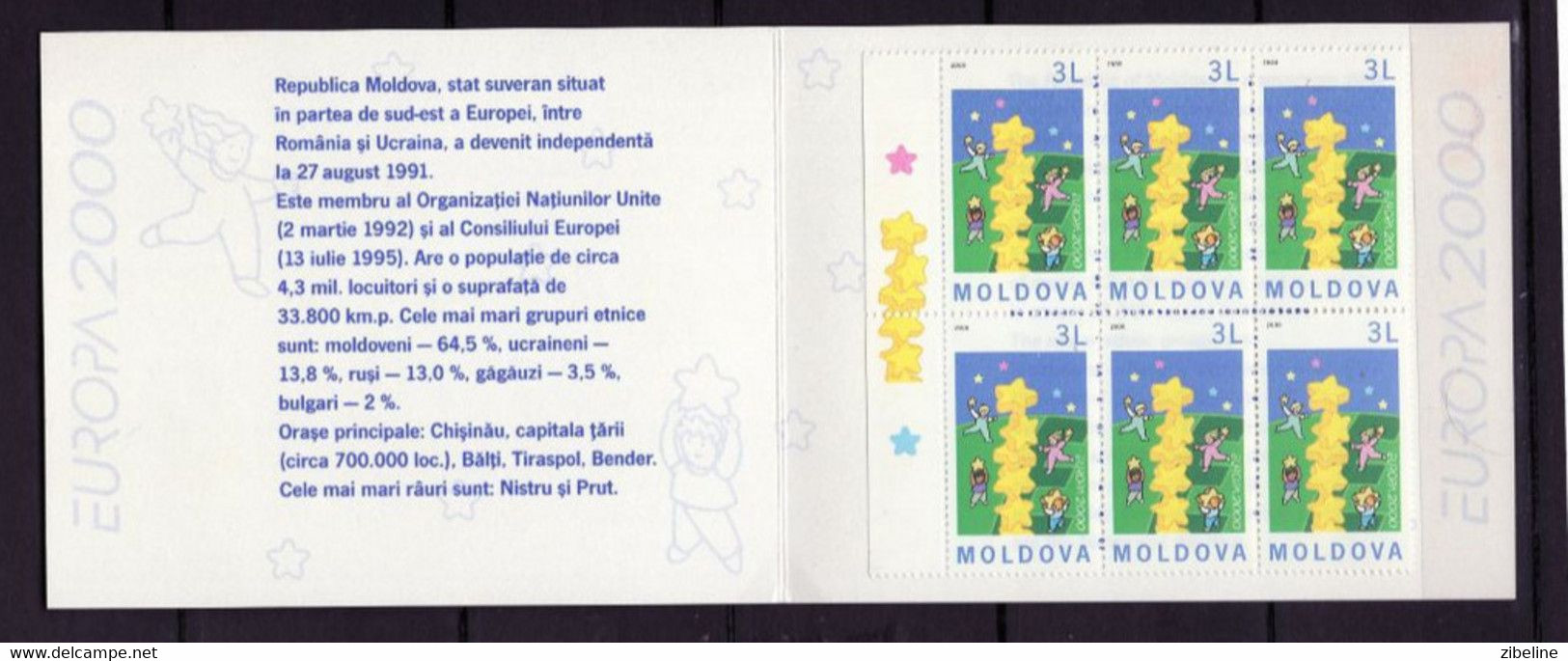 ZIBELINE EUROPA CEPT   2000 MOLDAVIE MOLDOVA CARNET BOOKLET TIMBRES  XX MNH - 2000