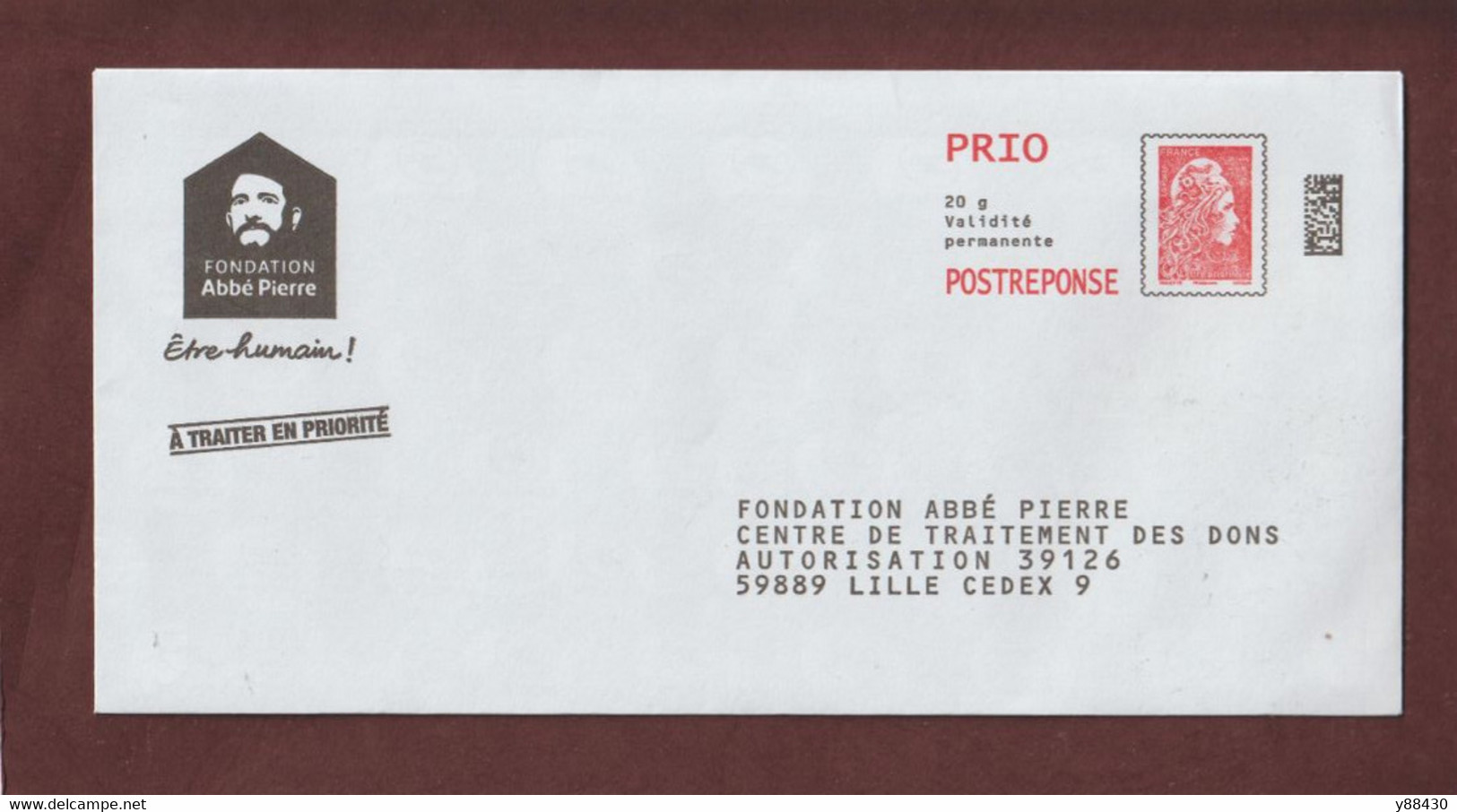 PAP - Neuf ** - N° Au Dos: 260673 - FONDATION ABBÉ PIERRE à LILLE - Repiquage Marianne L'Engagée - Scannes Face & Dos - Listos A Ser Enviados: Respuesta