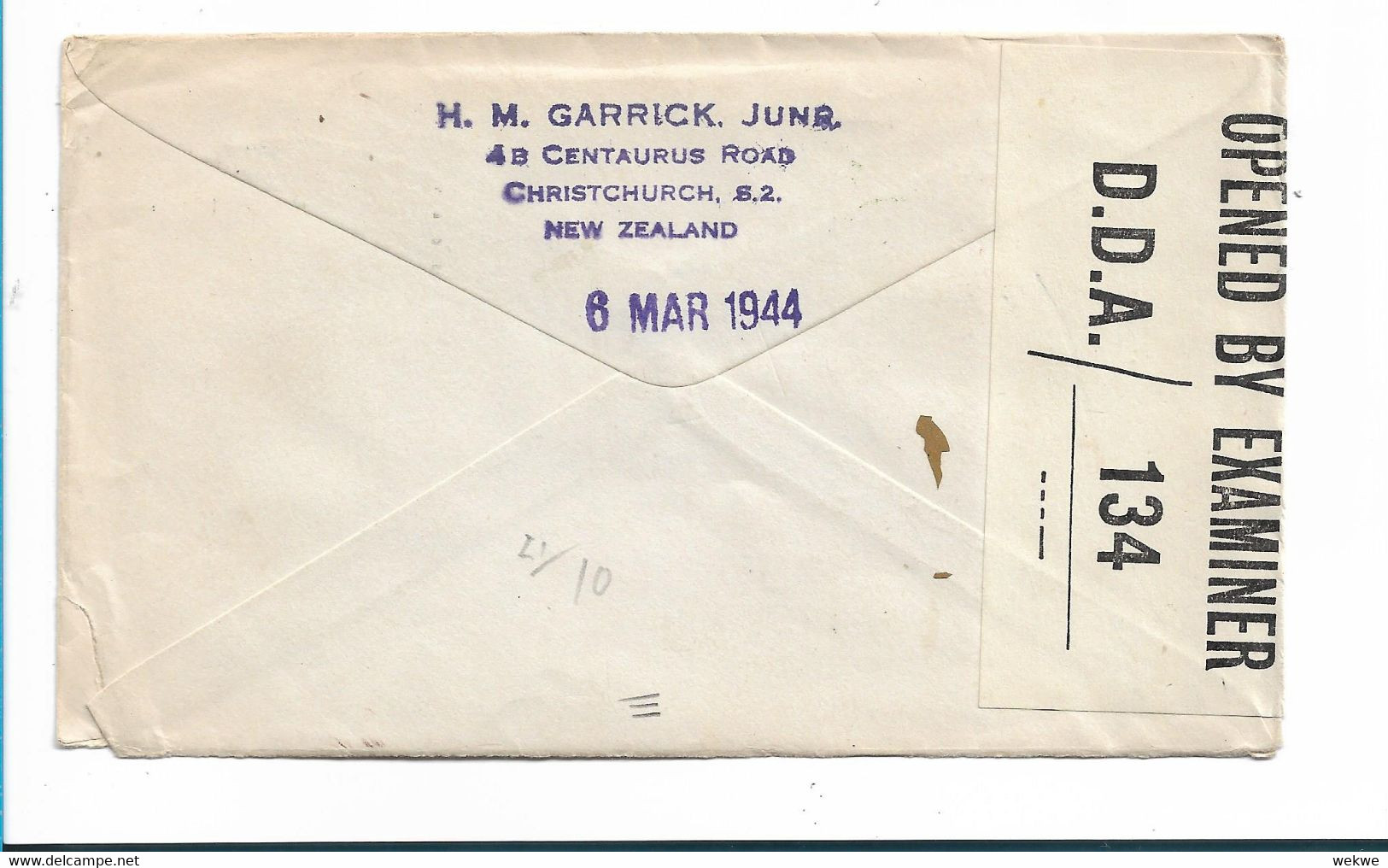 NZ191 / NEUSEELAND - Kinderhilfe 1944 Nach USA, Zensiert Und Mit 3-er Einheit Frankliert - Briefe U. Dokumente