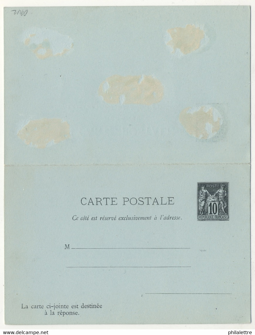 FRANCE - 1879 N°SAG-G39 Carte Postale Avec Réponse Payée 10c Sage (3 Lignes Pour L'adresse) - Neuve - Standard Postcards & Stamped On Demand (before 1995)