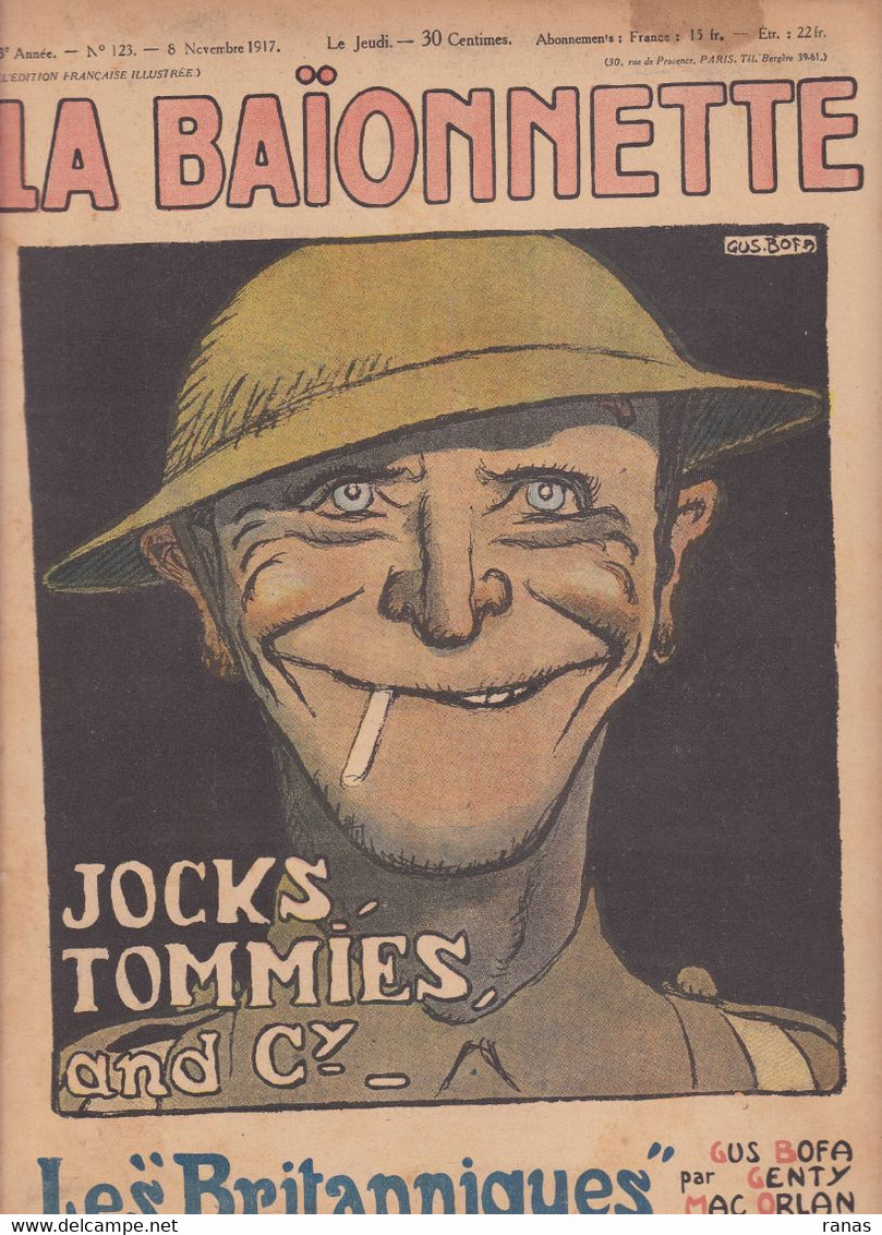 Gus BOFA Revue La Baïonnette WWI Guerre War Satirique Caricature  N° 123 De 1917 Genty Mac Orlan - 1900 - 1949