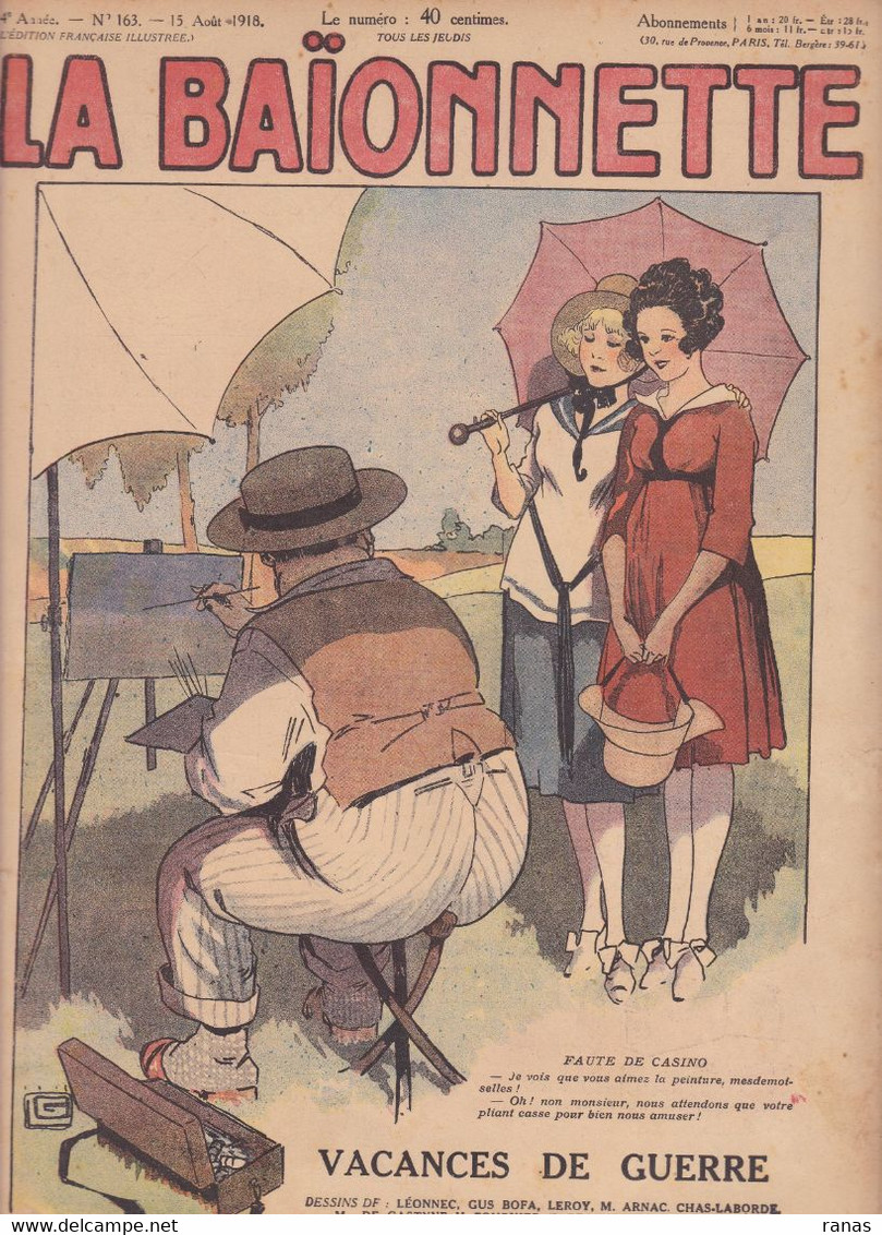 Gus BOFA Revue La Baïonnette WWI Guerre War Satirique Caricature  N° 163 De 1918 Leonnec Falké - 1900 - 1949