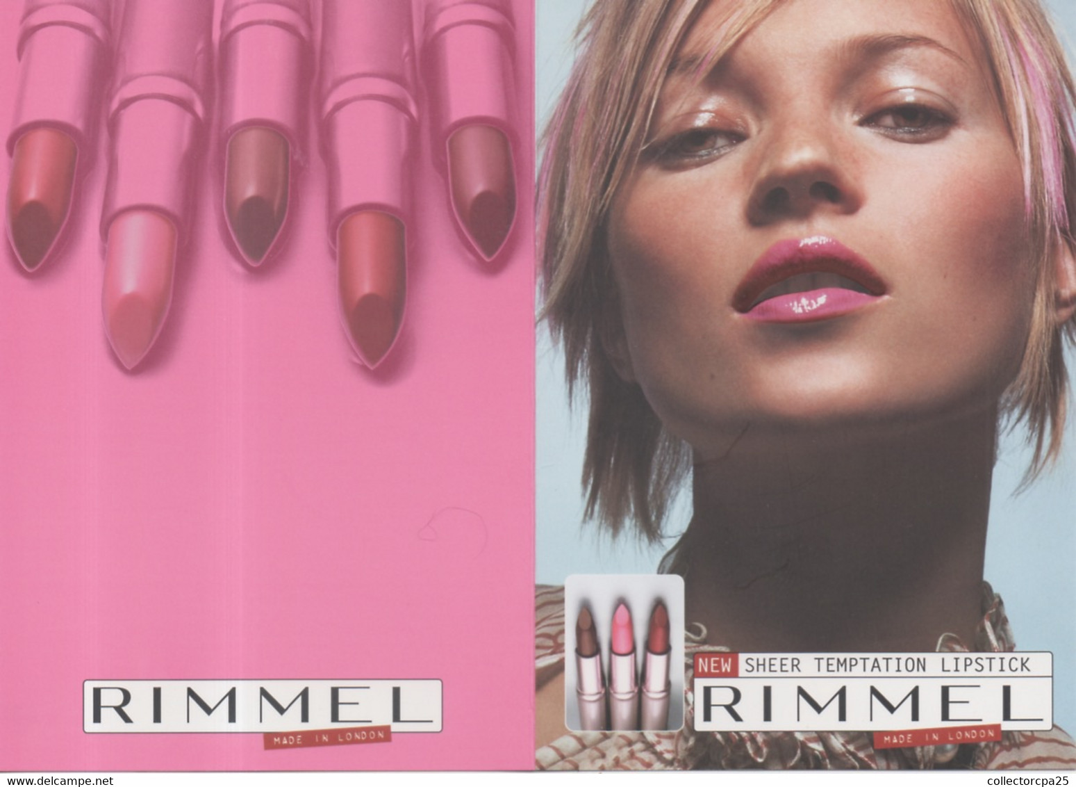 Carte Publicitaire Double Pour Le Lancement New Sheer Temptation Lipstick Rimmel Rouge à Lèvres - Werbung (Zeitschriften)