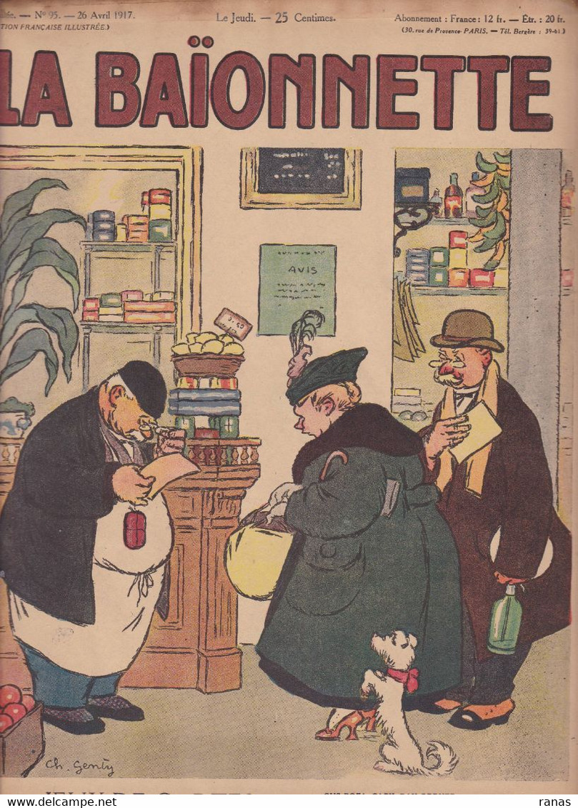 Gus BOFA Revue La Baïonnette WWI Guerre War Satirique Caricature  N° 95 De 1917 Ordner Genty - 1900 - 1949