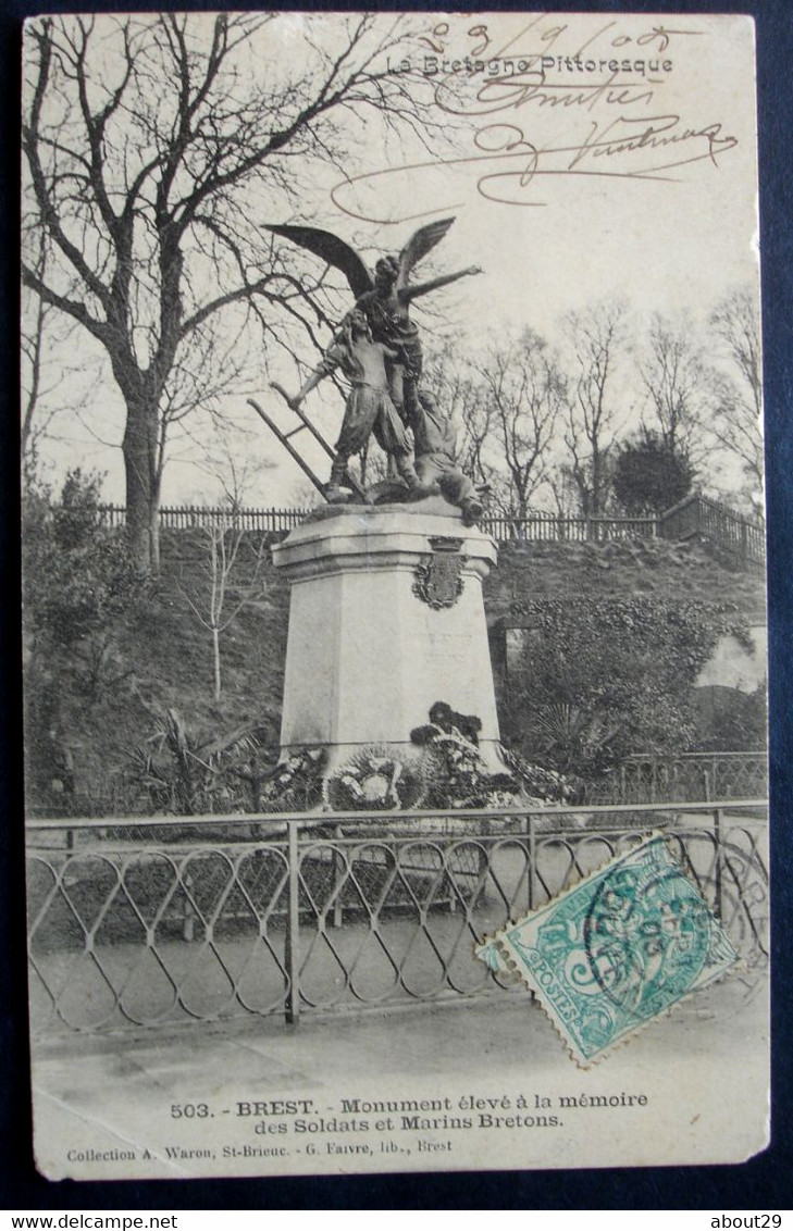 CPA 29 BREST - Monument élevé En Mémoire Des Soldats Et Marins Bretons - Waron 503 Précurseur - Ref. F 08 - Brest