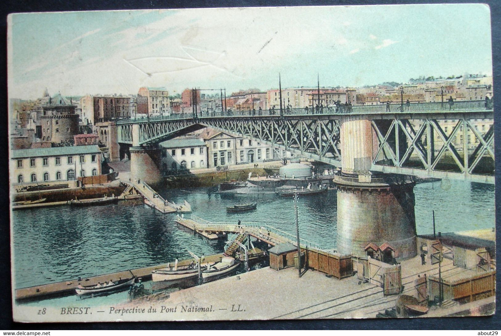 CPA 29 BREST - Perspective Du Pont National - LL 18 Colorisée - Réf. E 90 - Brest