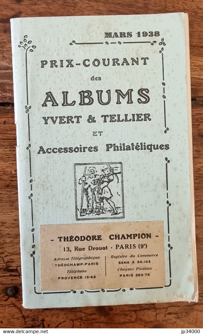 PRIX COURANT Des Albums Yvert Et Tellier Et Accessoires Philatéliques. Mars 1938 - Andere & Zonder Classificatie