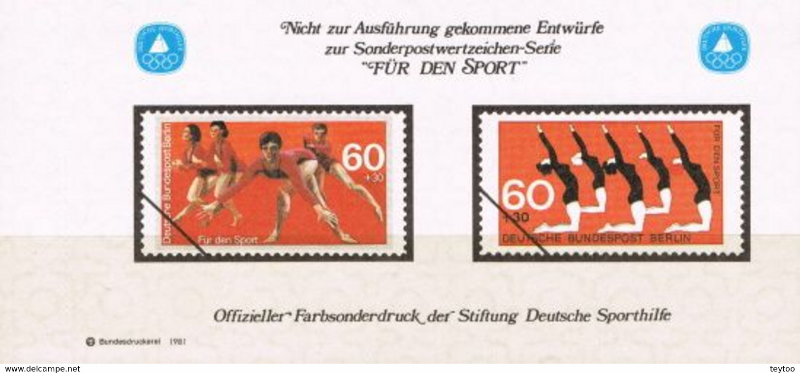 [C0906] Alemania 1981. HB Viñeta Pro Deporte (MNH) - R- & V- Labels