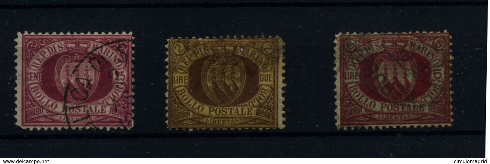 San Marino Nº 15, 21/22. Año 1892-1894 - Oblitérés