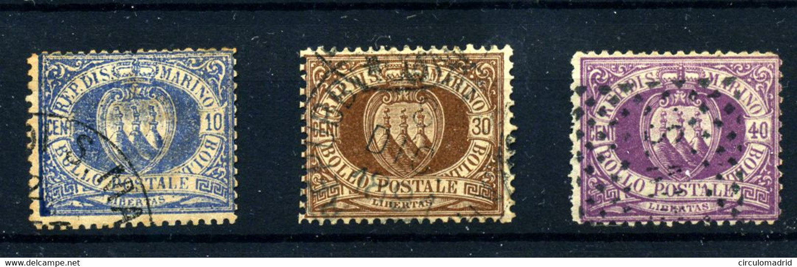 San Marino Nº 3, 6/7. Año 1877-90 - Gebraucht