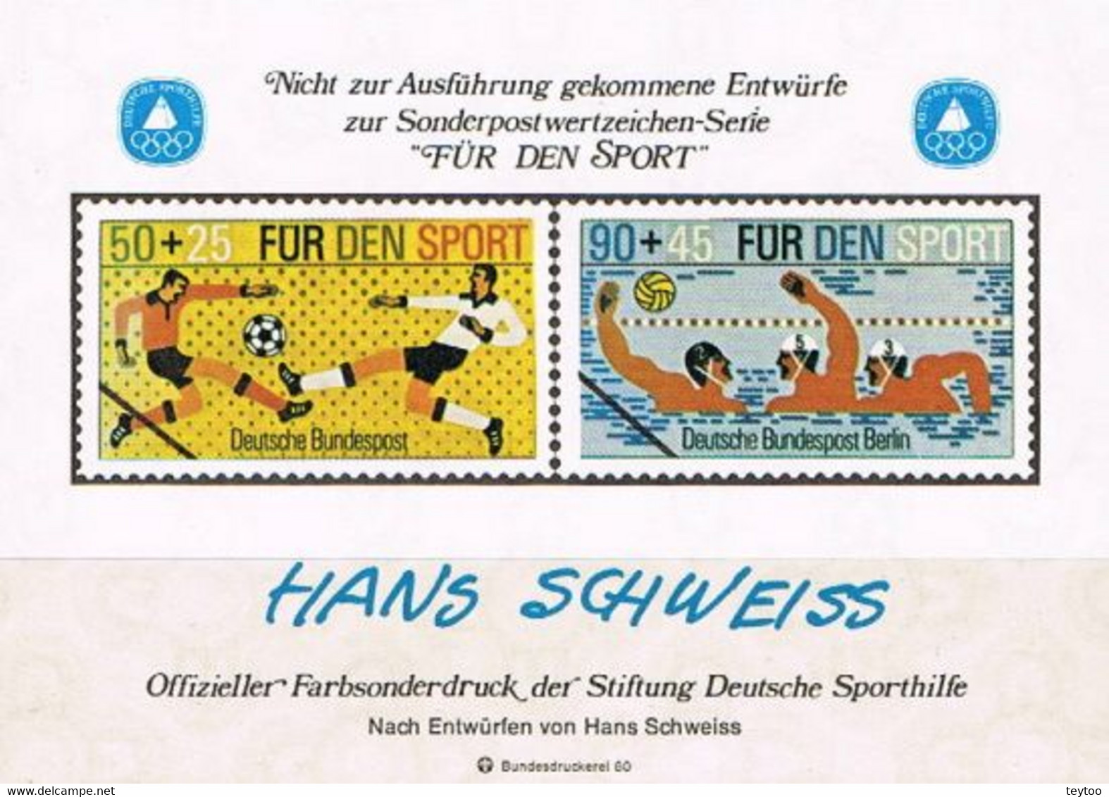 [C0230.1] Alemania 1981. HB Viñeta Pro Deporte (MNH) - R- & V- Labels