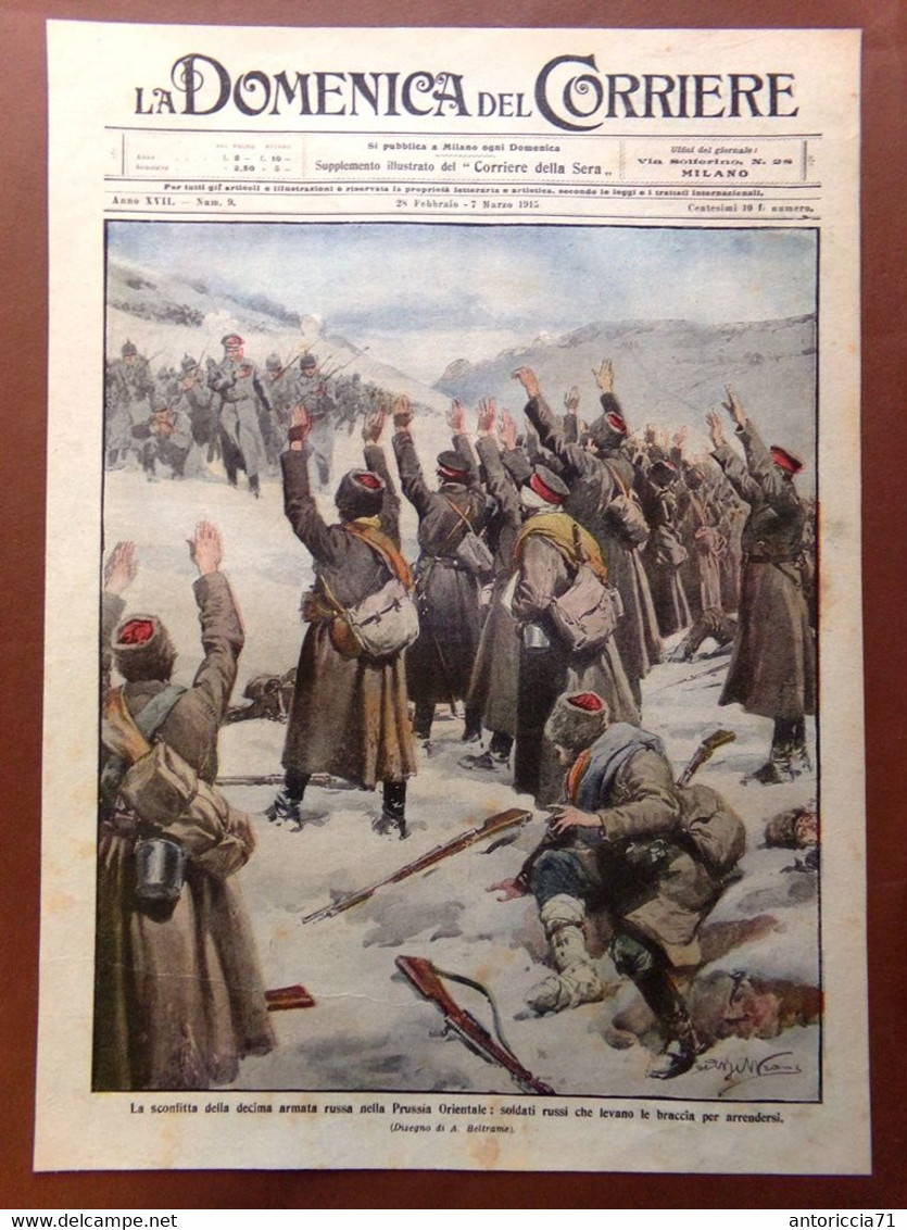 Copertina Domenica Corriere Nr.  9 Del 1915 WW1 Sconfitta Decima Armata Russa - Guerre 1914-18