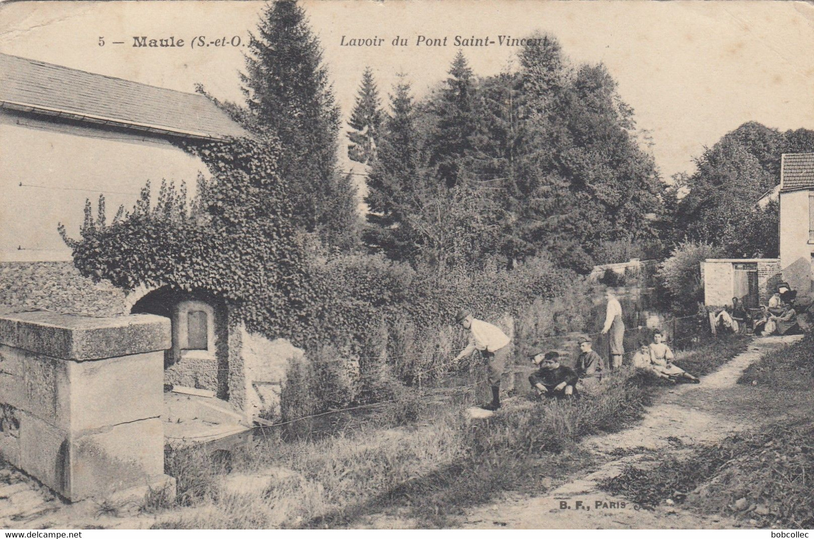 MAULE: Lavoir Du Pont Saint-Vincent (enfants, Pêcheurs) - Maule