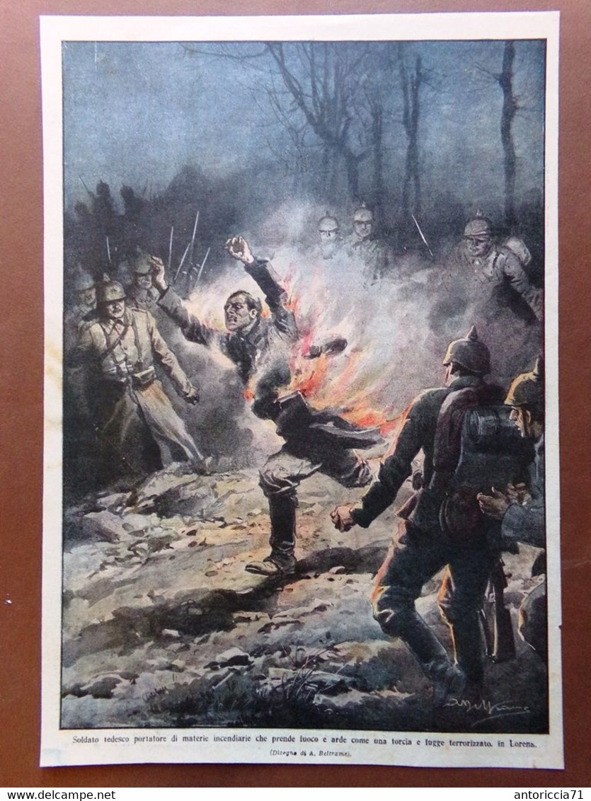 Retrocopertina Domenica Corriere Nr. 10 Del 1915 WW1 Soldato Tedesco In Lorena - Guerra 1914-18