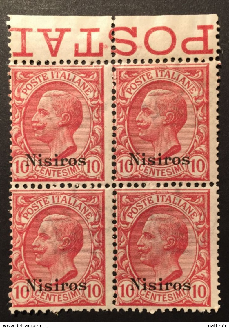 1912 - Italia Regno - Isole Dell' Egeo - Nisiros  10 Cent - Quartina - Nuovi - Egeo (Nisiro)