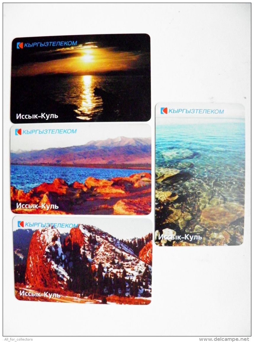 Lot Of 4 Chip Phone Cards From Kyrgyzstan Landscape Issyk Khul Lake - Kirghizistan