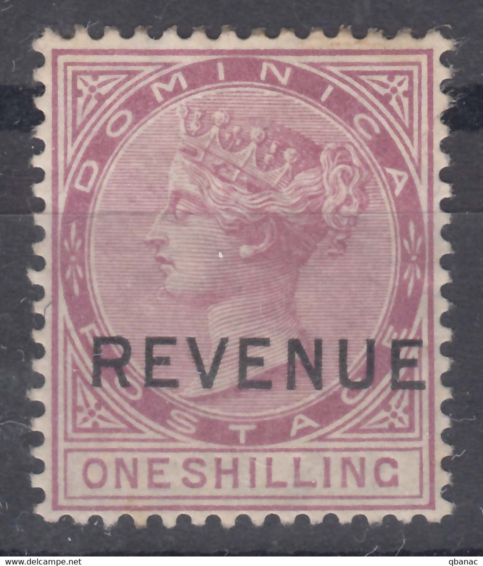 Dominica 1874 One Shilling REVENUE, Mint Never Hinged - Dominica (...-1978)