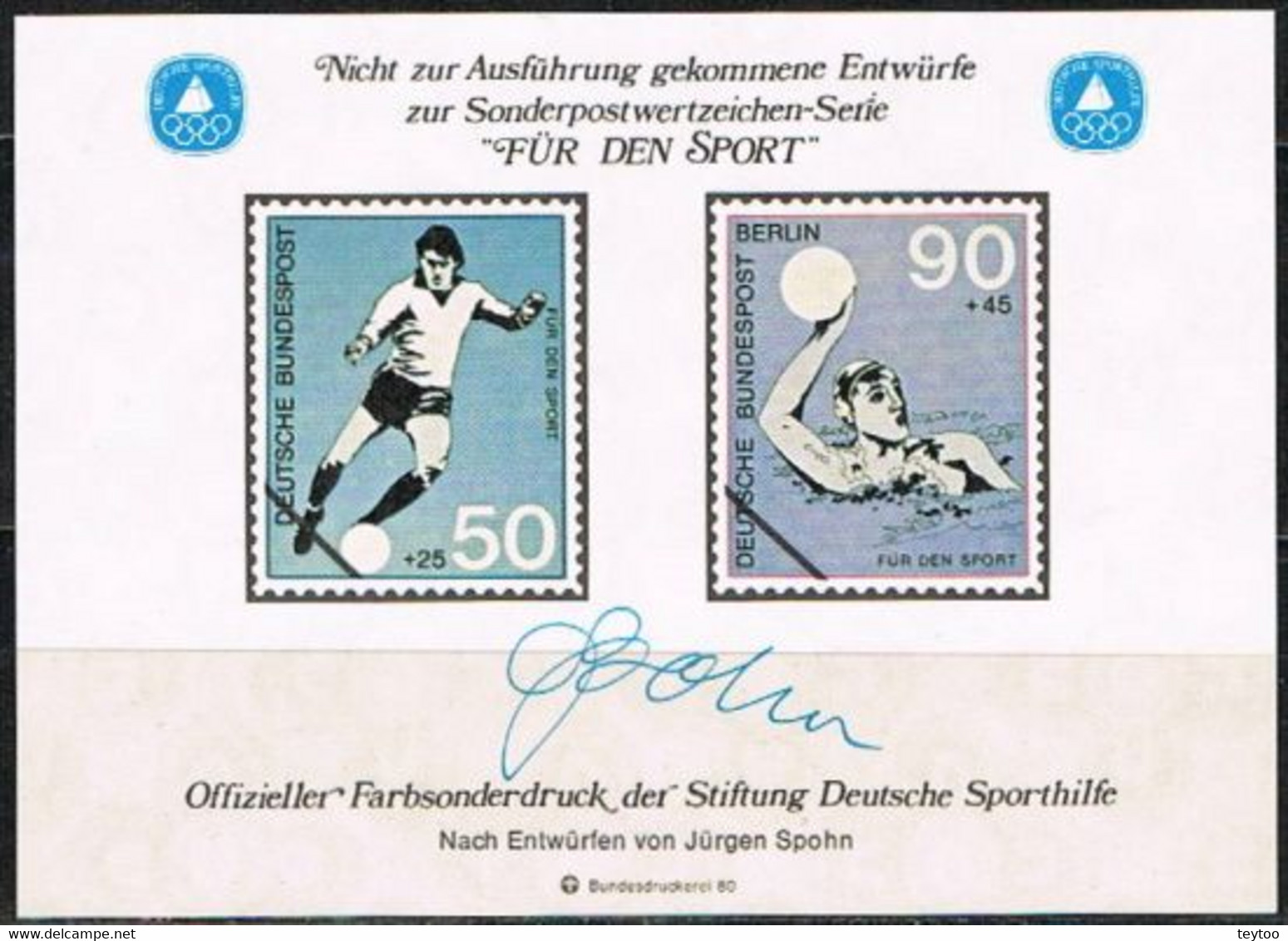 [C0908] Alemania 1981. HB Viñeta Pro Deporte (MNH) - R- & V- Labels