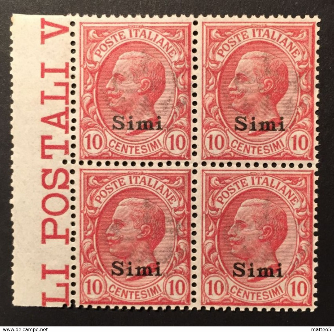 1912 - Italia  Regno - Isole Dell' Egeo -  Simi  10 Cent - Quartina - Nuovi - Egée (Simi)