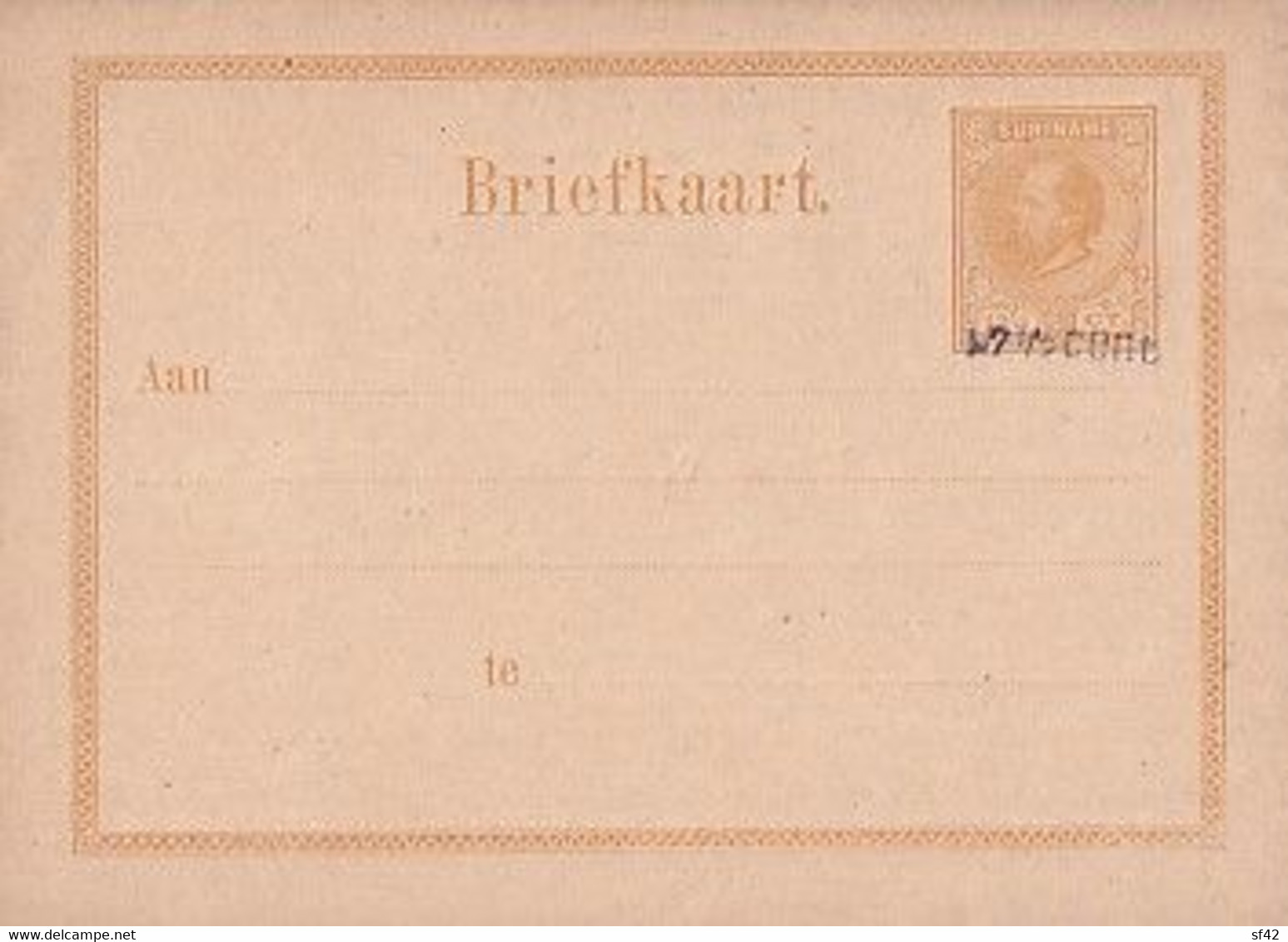 SURINAME      BRIEFKAART        12/5  CT    SURCHARGE  7/5 CT - Surinam