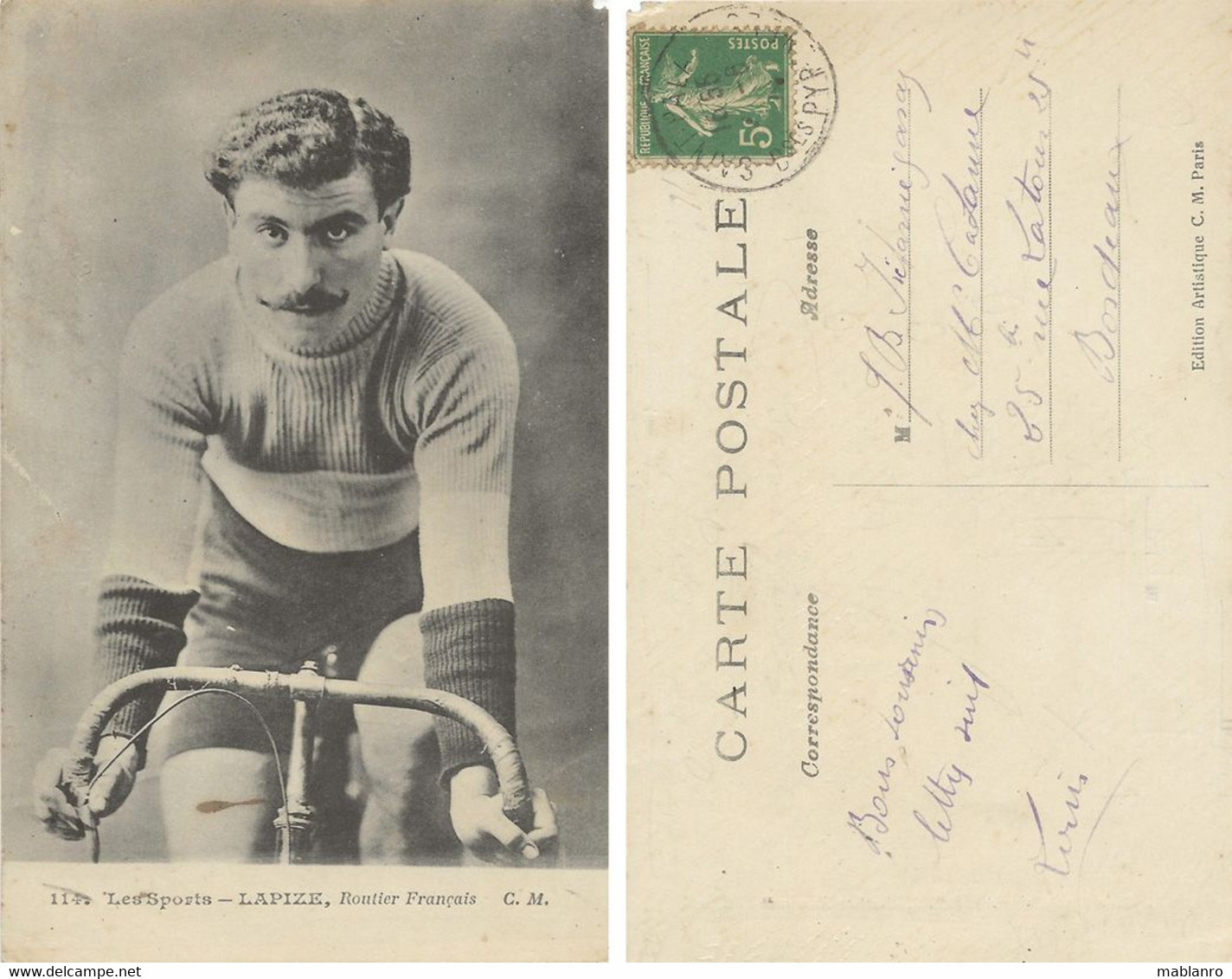 CARTE CYCLISME LAPIZE SERIE LES SPORTS - Ciclismo