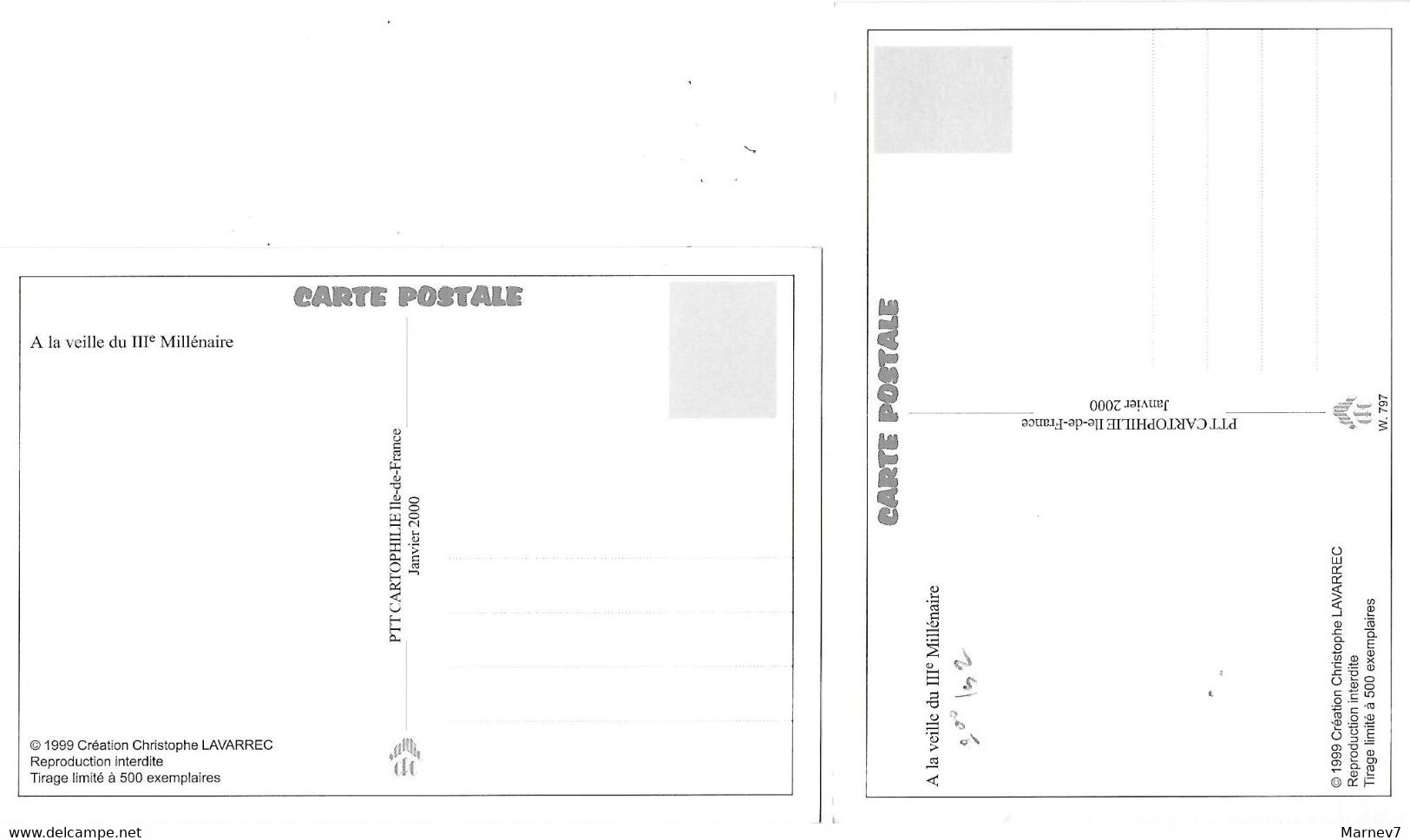 A La Veille Du IIIème MILLENAIRE - Christophe LAVARREC - 2 Cartes Neuves - Janvier 2000 -1999 - Inwijdingen