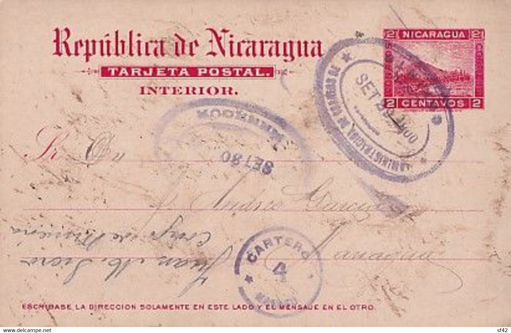 NIGARAGUA      TARJETA POSTAL     ENTIER 2 CTS                 1900 - Nicaragua