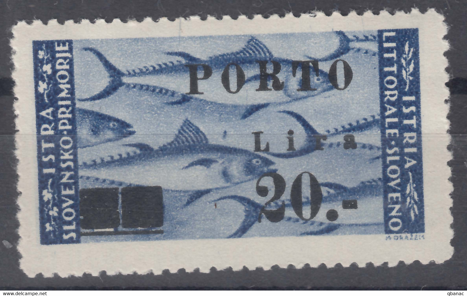 Istria Litorale Yugoslavia Occupation, Porto 1946 Sassone#18 Overprint II, Mint Very Lightly Hinged - Joegoslavische Bez.: Istrië