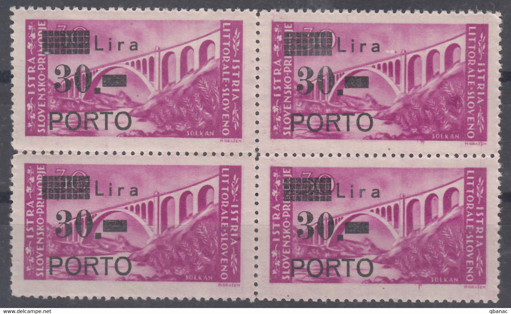 Istria Litorale Yugoslavia Occupation, Porto 1946 Sassone#13 Mint Never Hingedpiece Of 4 - Joegoslavische Bez.: Istrië