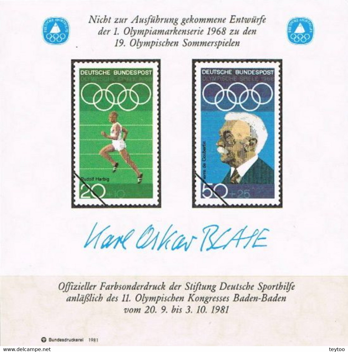 [C0909] Alemania 1981. HB Viñeta Pro Deporte (MNH) - R- & V- Vignetten