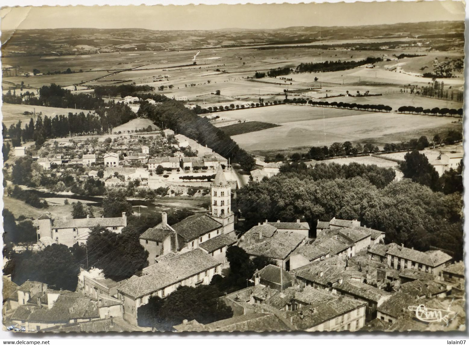 Carte Postale : 81 LABRUGUIERE : Vue Aérienne, Quartier De L'Eglise, Timbre En 1957 - Labruguière