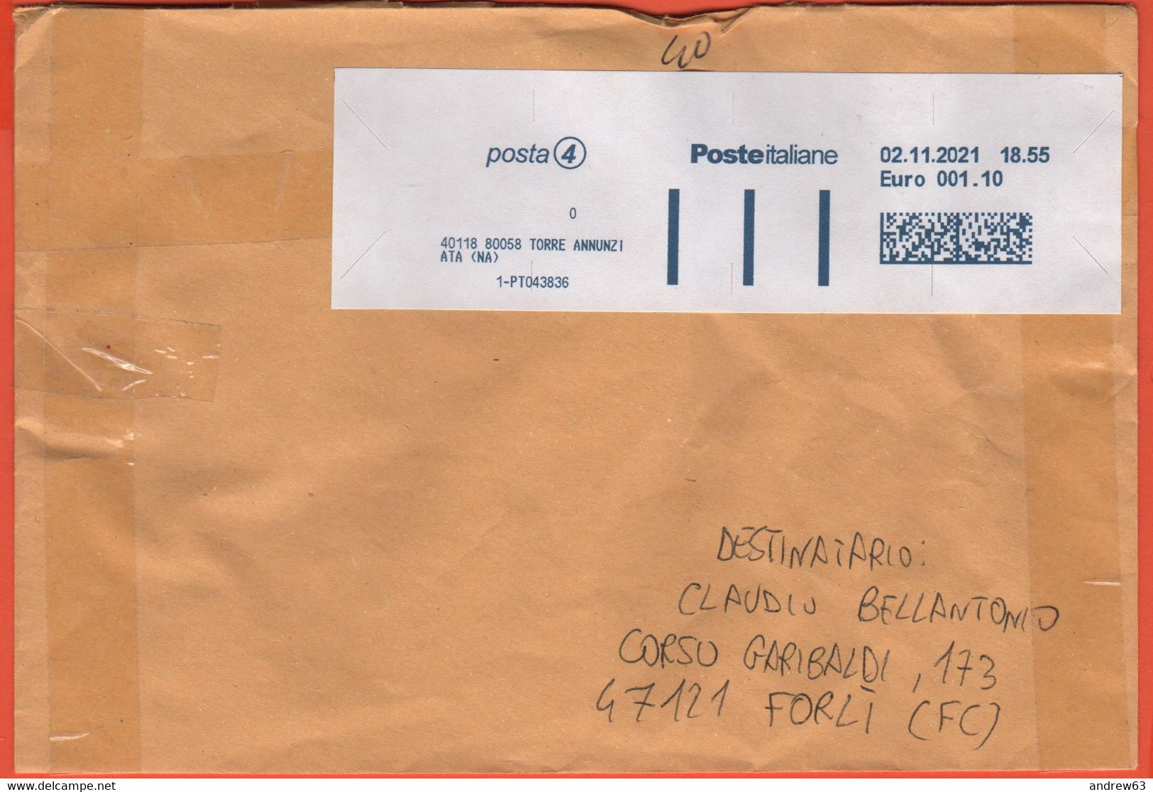 ITALIA - ITALY - ITALIE - 2021 - 001,10 Posta4 - Viaggiata Da Torre Annunziata Per Forlì - 2021-...: Poststempel