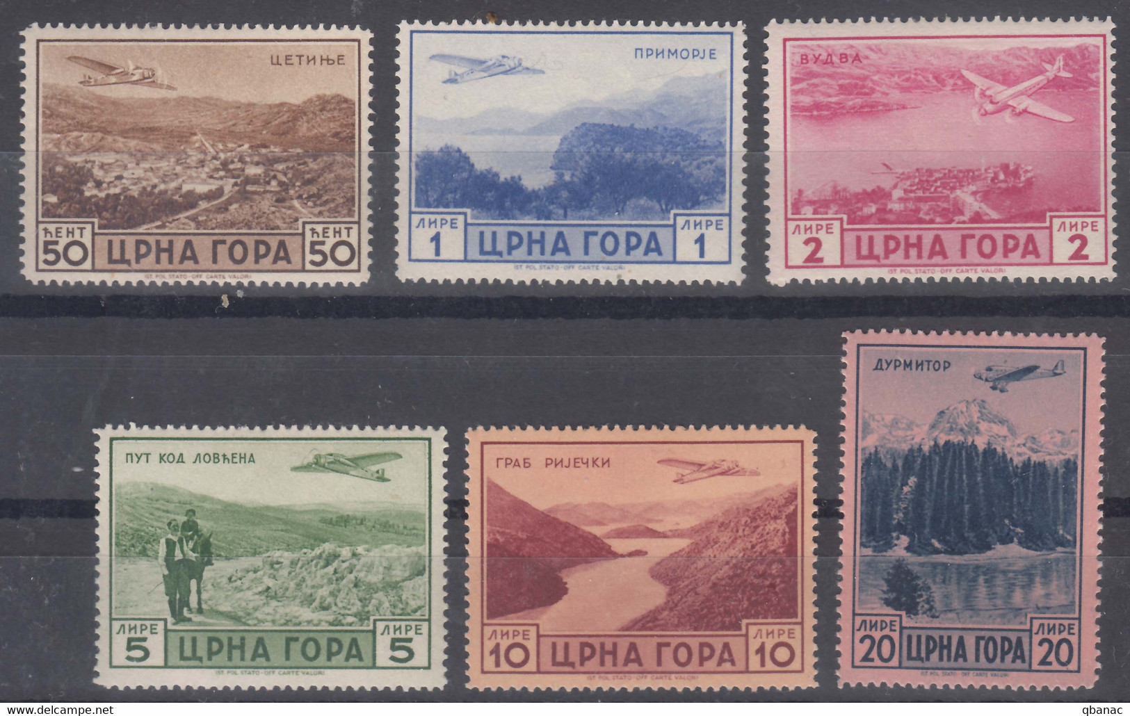 Italy Occupation Of Montenegro Airmail 1943 Mi#62-67 Sassone#A26-A31 Mint Hinged - Montenegro