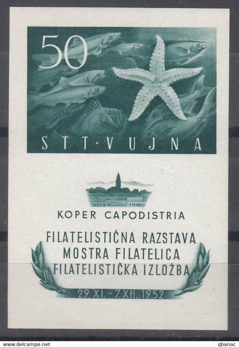 Italy Yugoslavia Trieste Zone B 1952 Seastar And Fish Sassone#3 Mi#Block 2 Mint Never Hinged - Mint/hinged