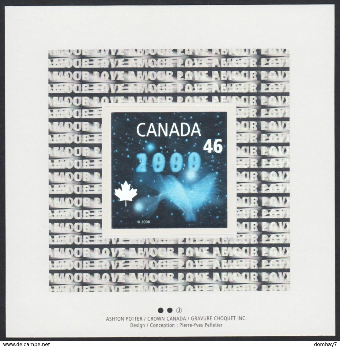 Qt. MILLENNIUM HOLOGRAM - DOVE OF PEACE = SOUVENIR SHEET MNH Canada 1999 #1812i - Hologramme