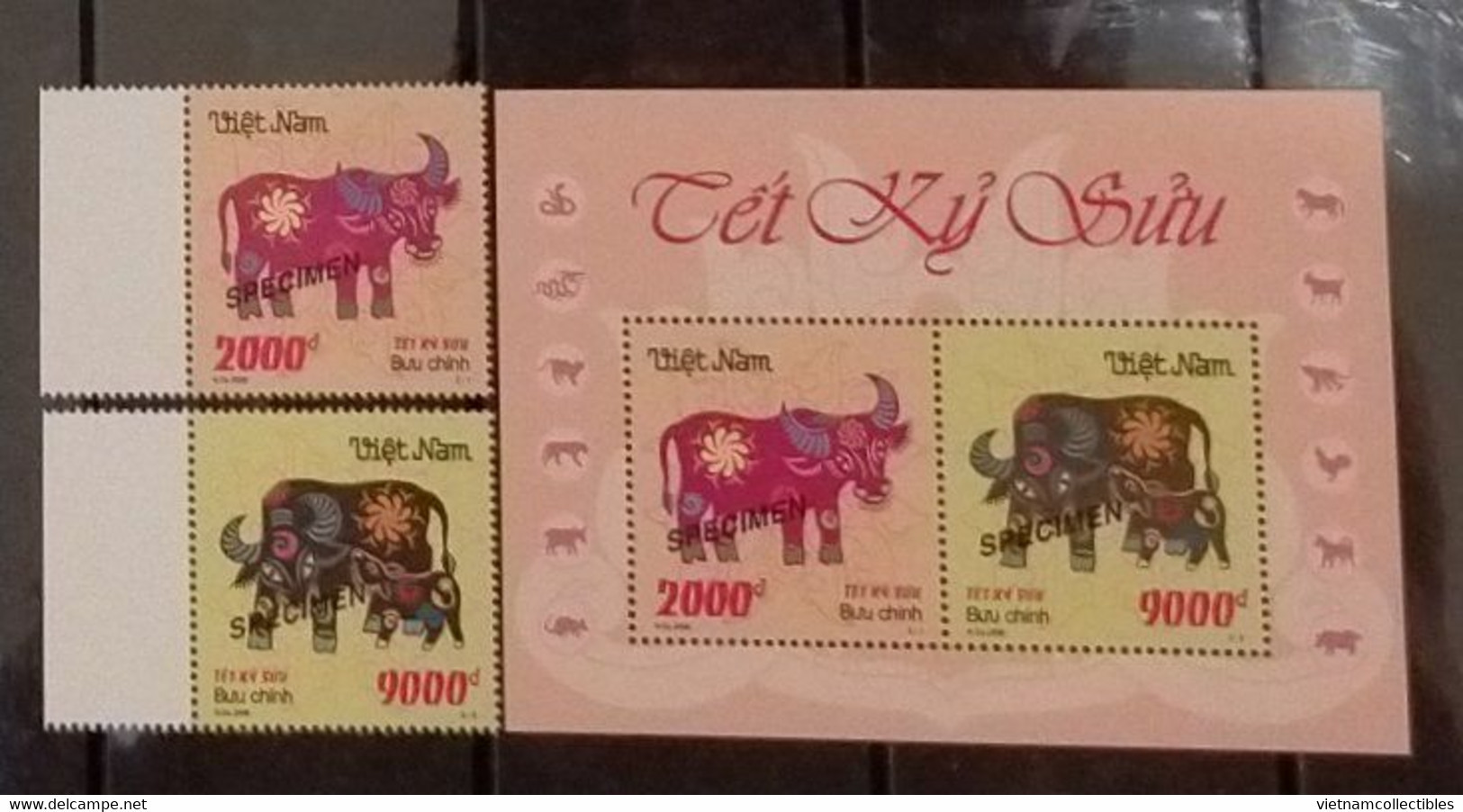 Vietnam Viet Nam MNH Perf SPECIMEN Stamps + Souvenir Sheet 2008 : New Year Of Buffalo (Ms978B) - Tuva