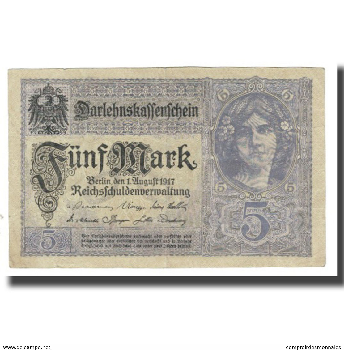 Billet, Allemagne, 5 Mark, 1917, 1917-08-01, KM:56a, TTB - 5 Mark