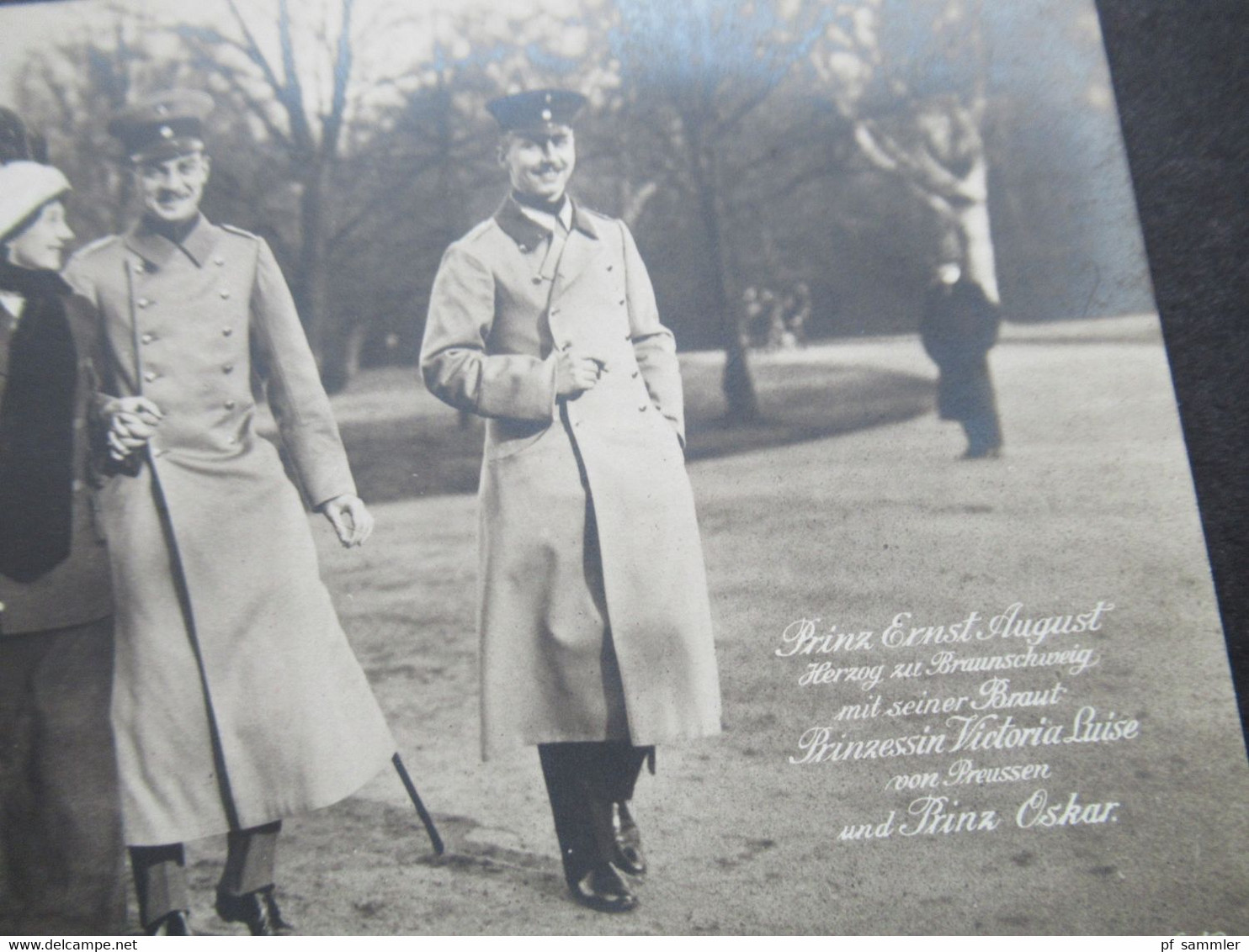 Foto AK Prinz Ernst August Herzog Zu Braunschweig Mit Seiner Braut Prinzessin Victoria Luise Und Prinz Oskar - Familles Royales