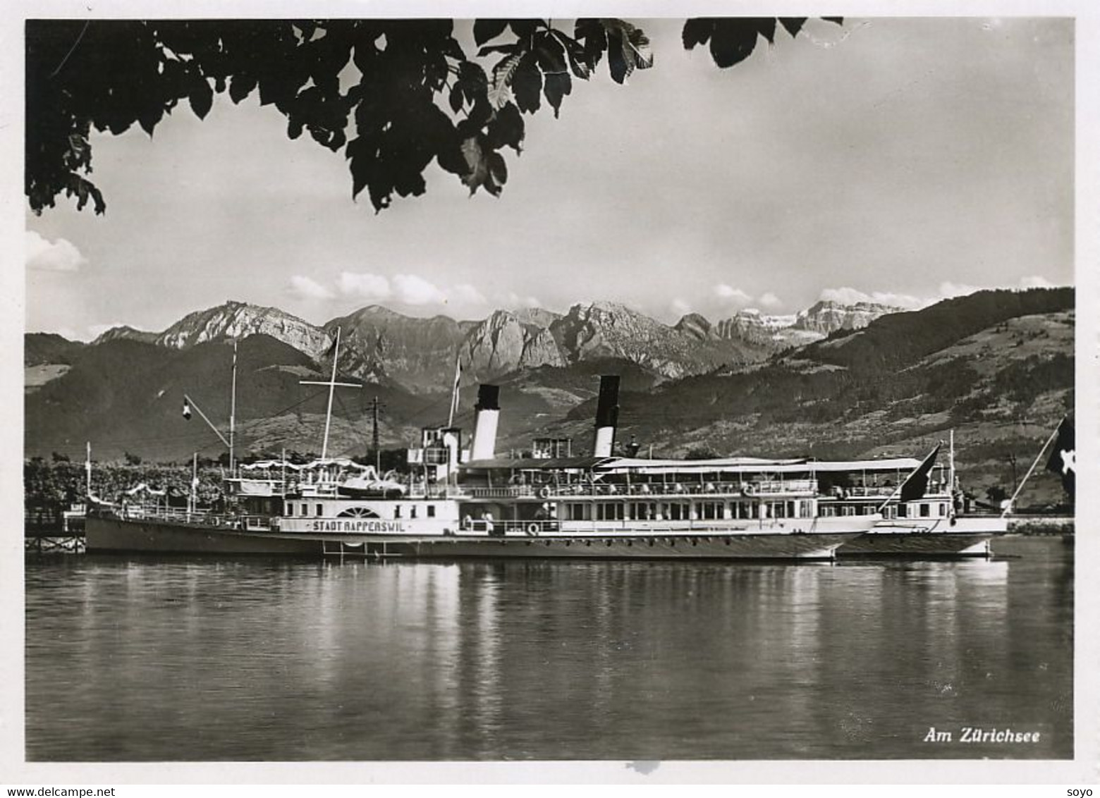 Ferry Boat Bac Paddle Boat Bateau à Aube  Stadt Rapperswill  Zurich Format 10/15 - Ferries