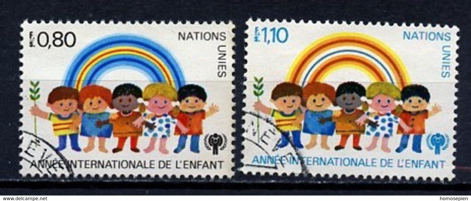 NU Genève - Vereinte Nationen 1979 Y&T N°83 à 84 - Michel N°83 à 84 (o) - Année De L'enfant - Oblitérés