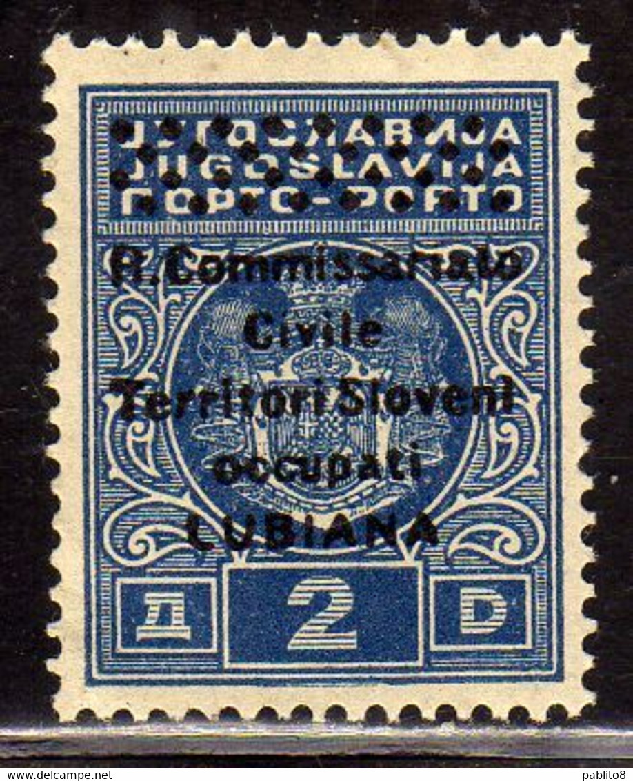 OCCUPAZIONE ITALIANA LUBIANA LJUBLJANA 1941 TASSE TAXES SEGNATASSE POSTAGE DUE COMMISSARIATO CIVILE 2d MNH - Lubiana