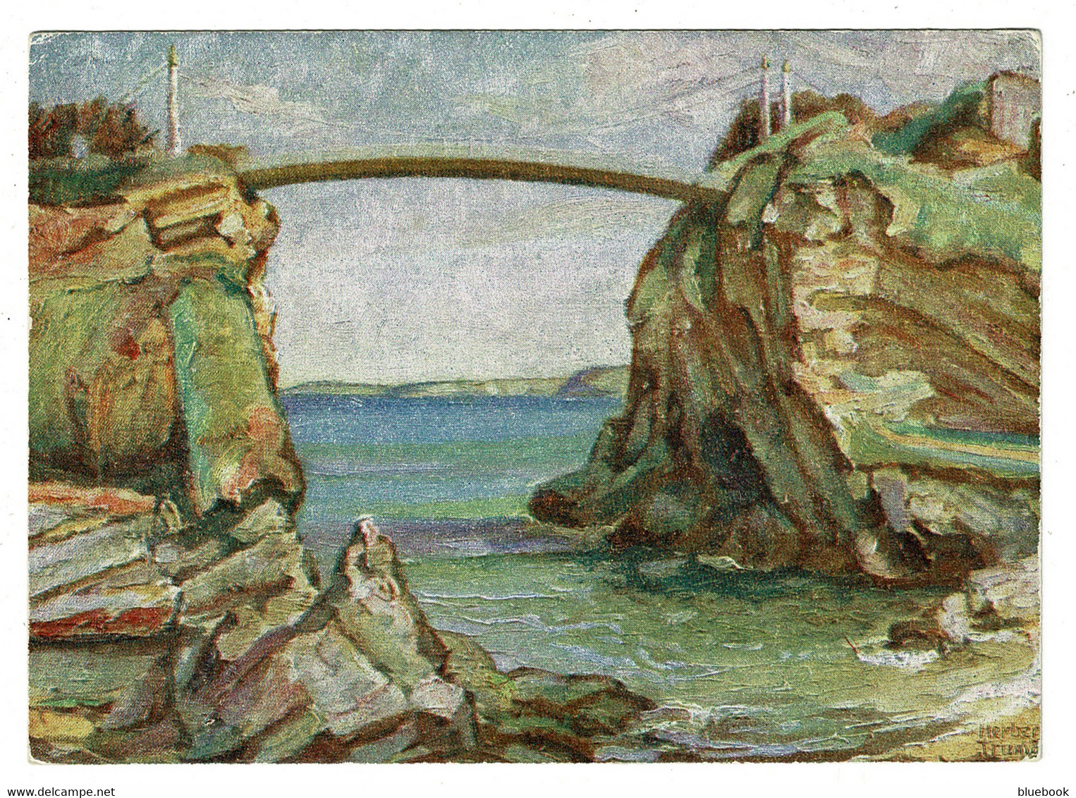 Ref 1506 -   Early Art Style Postcard - To The Island - Newquay Cornwall - Newquay